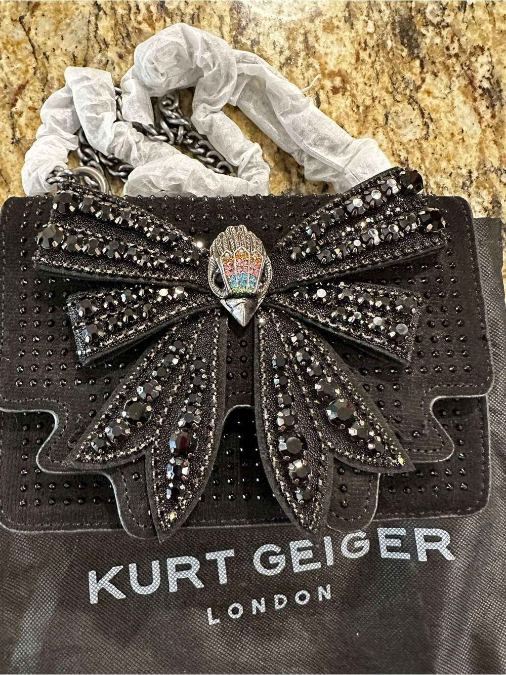 Kurt Geiger Shoreditch Bow Shoulder Bag with Multicolor Jewel Accent